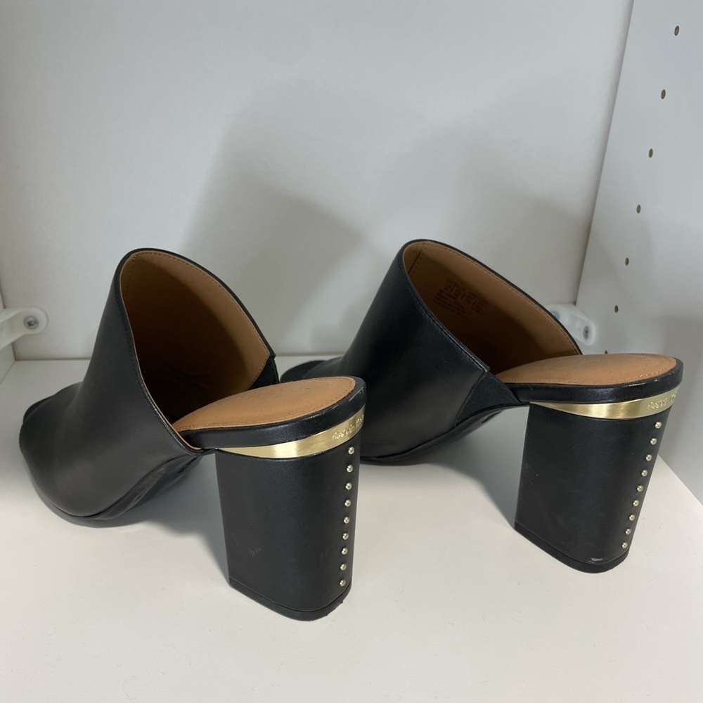 Women’s Calvin Klein Clog Heels • Size 9 Black & Gold Finish